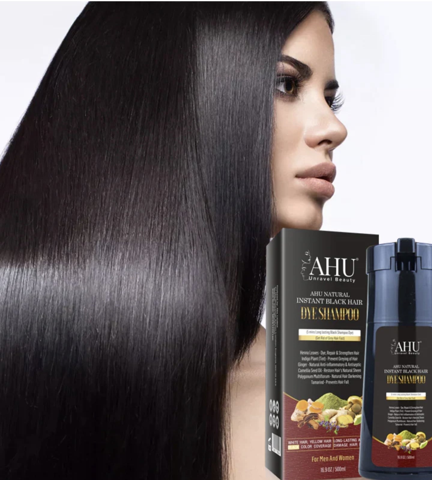 Ahu Natural Instant Black Hair shampoo
