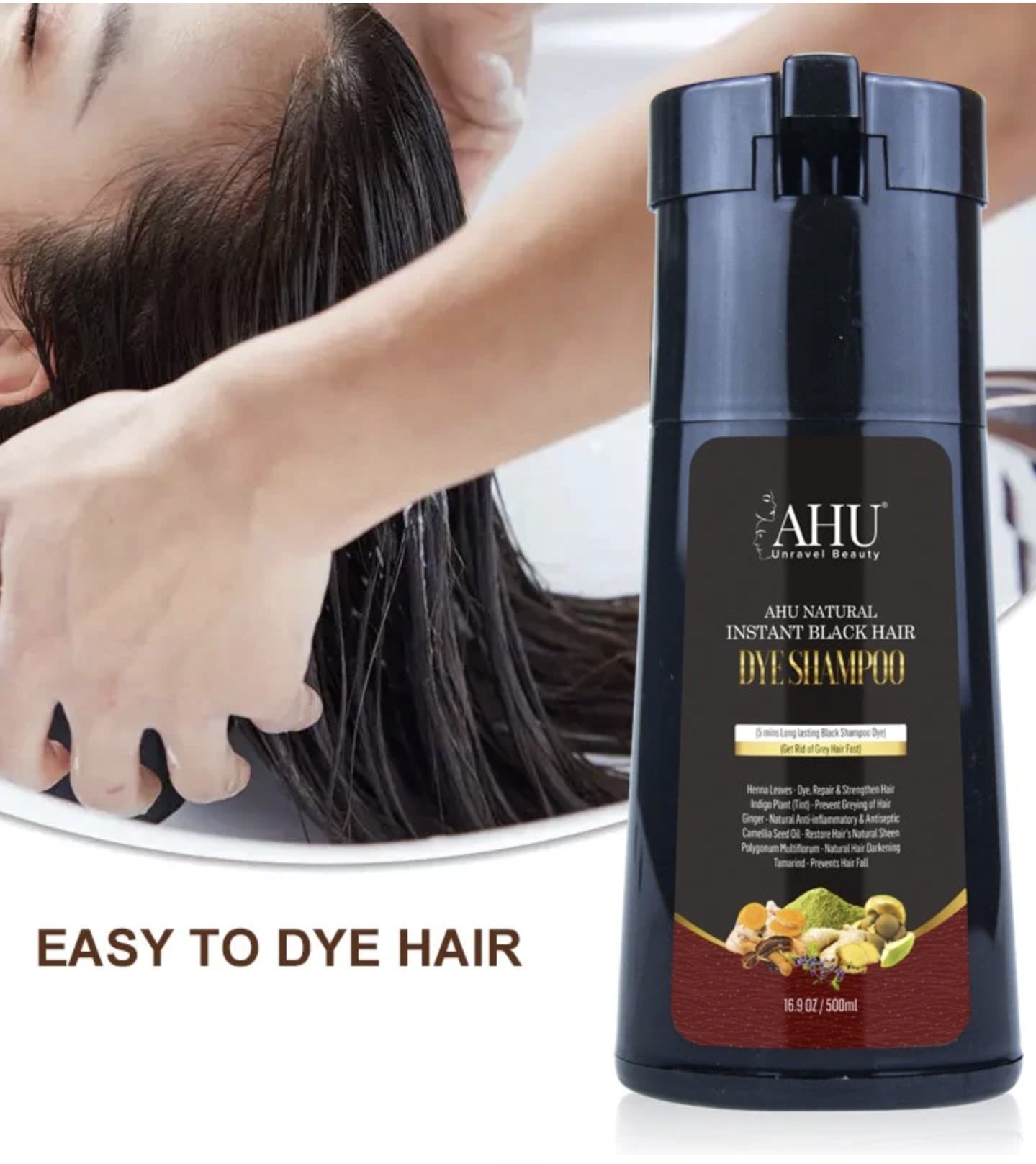Ahu Natural Instant Black Hair shampoo