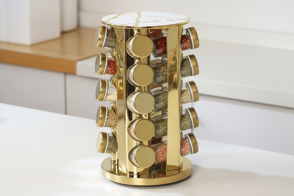 16-piece spice rack(Golden color )