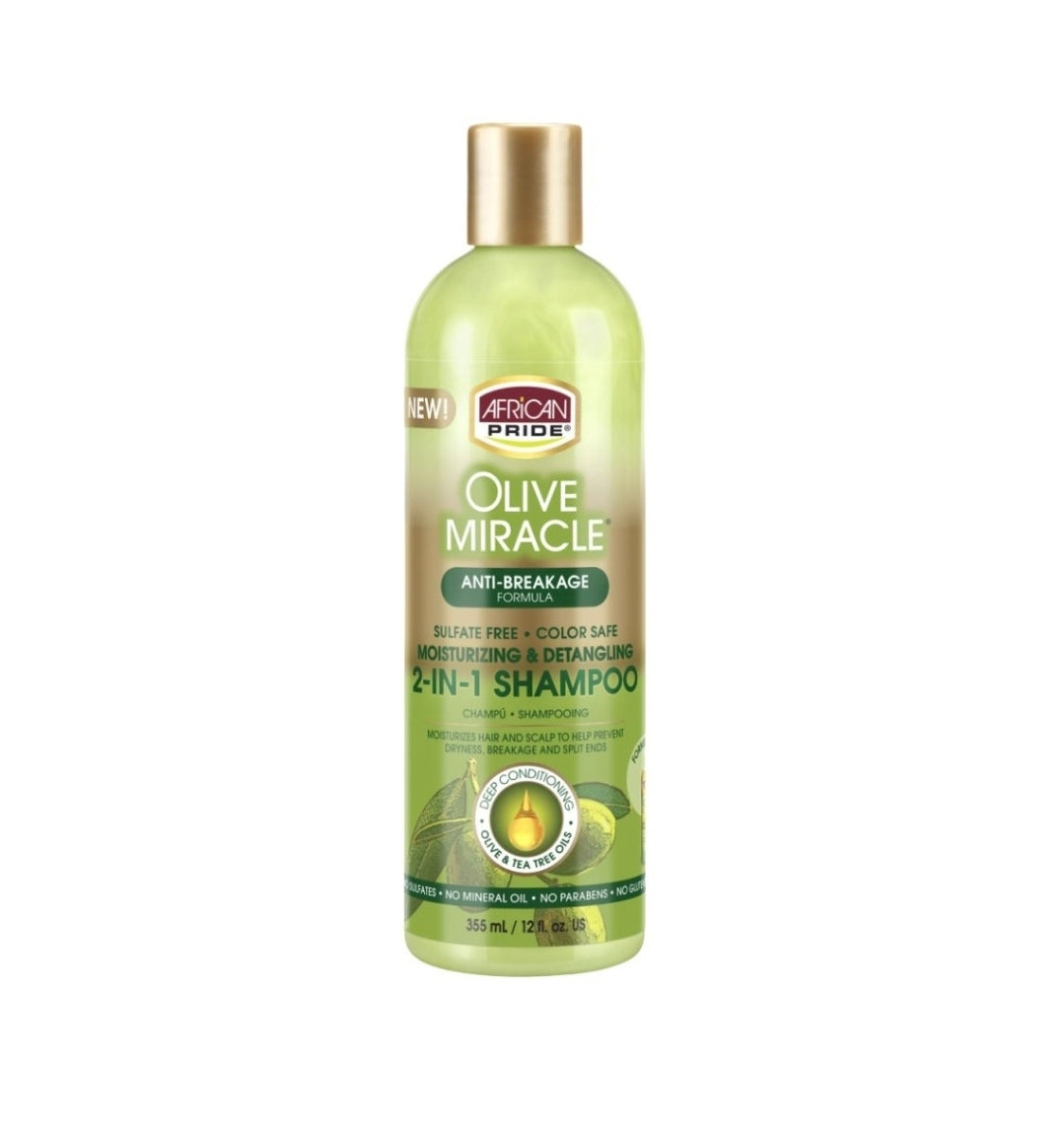African Pride Olive Miracle 2 in 1 Shampoo 12 oz